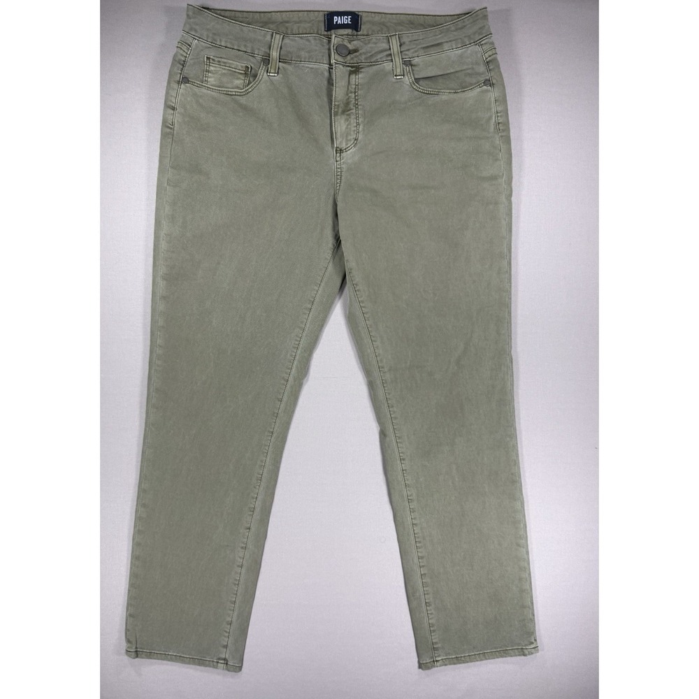 Paige Jeans Womens 32 Brigitte Olive Green Khaki Straight Leg Stretch Denim